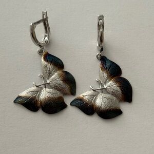 Butterfly 925 silver hoops earrings